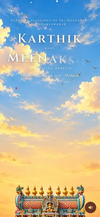 Meenakshi · South Indian wedding invitation website design
